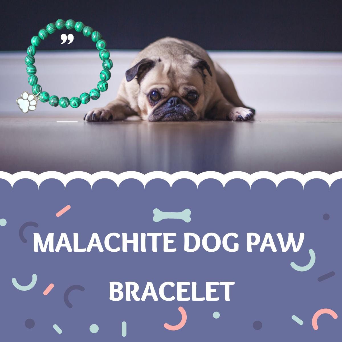 Malachite Paw Charm Bracelet: Dog Cancer Awareness & Healing Stone Jewelry for Pet Lovers - Drake Dog Cancer Foundation