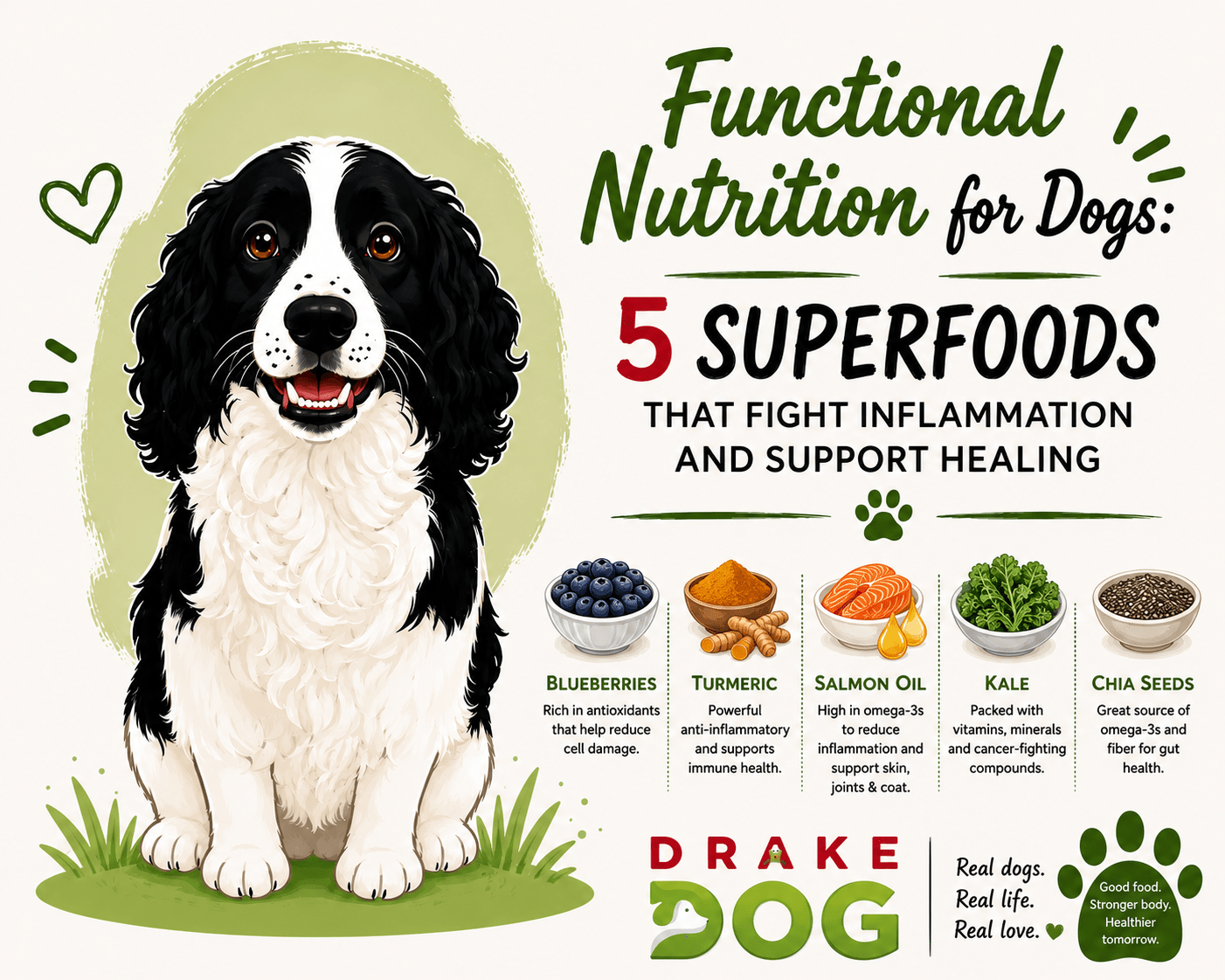 Functional Nutrition for Dogs: 5 Superfoods That Fight Inflammation and Support Healing - Drake Dog Cancer Foundation