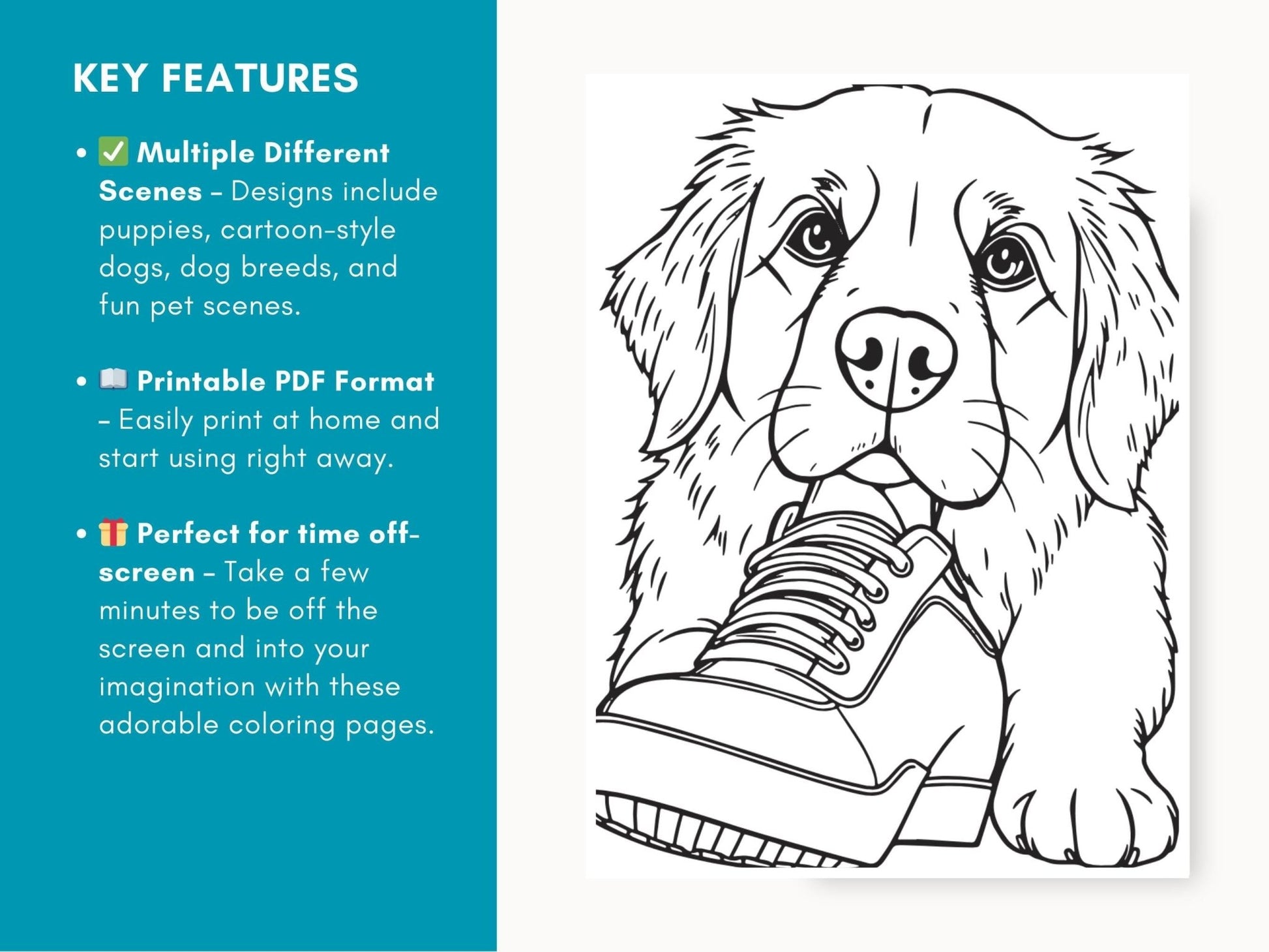 Printable Dog Coloring Book for Adults & Teens: Stress Relief with Bonus Line Art PDF - Drake Dog Cancer Foundation
