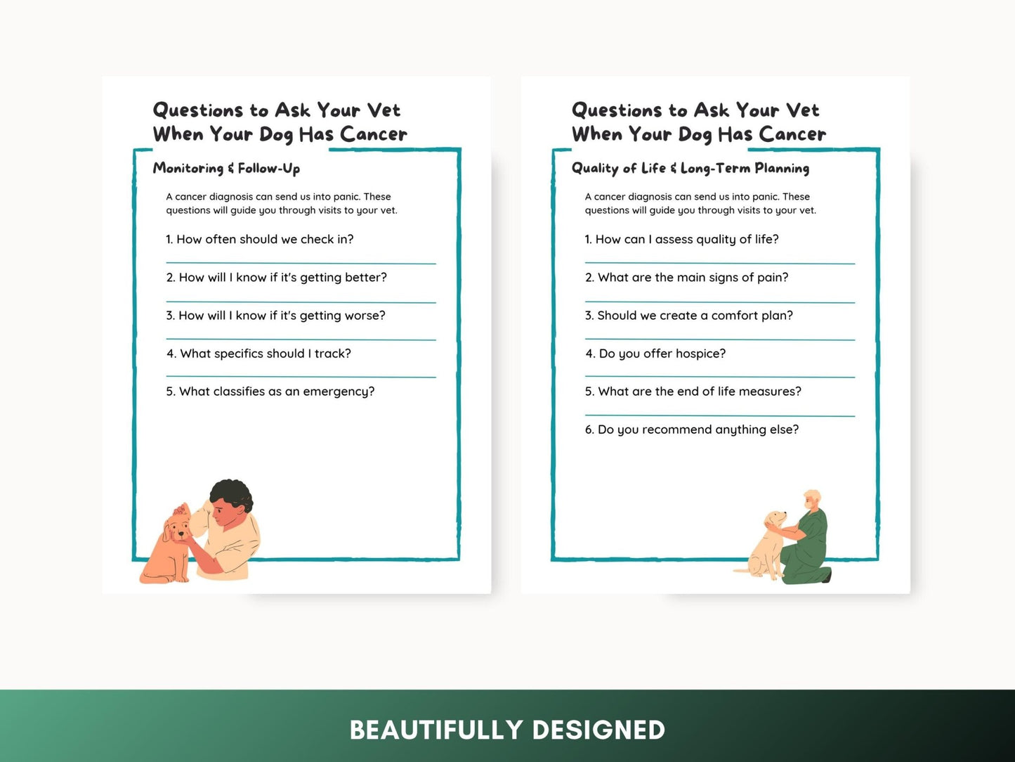 Dog Cancer Care Planner: Printable Vet Visit Worksheet with Questions for Pet Wellness Support - Drake Dog Cancer Foundation