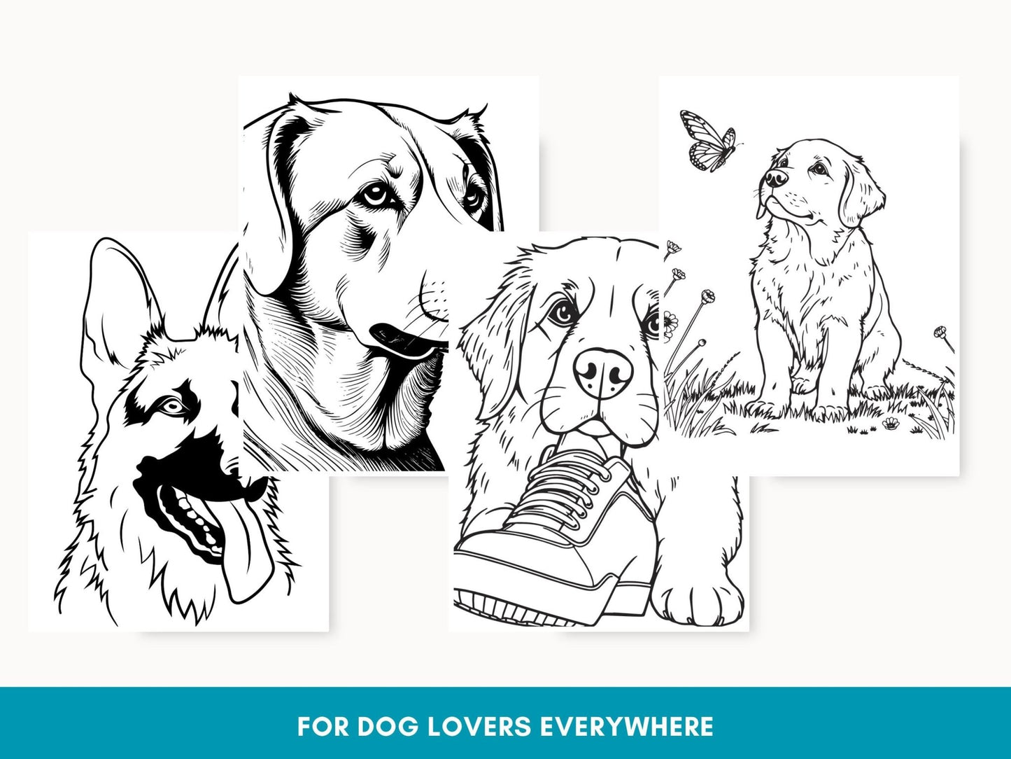 Printable Dog Coloring Book for Adults & Teens: Stress Relief with Bonus Line Art PDF - Drake Dog Cancer Foundation