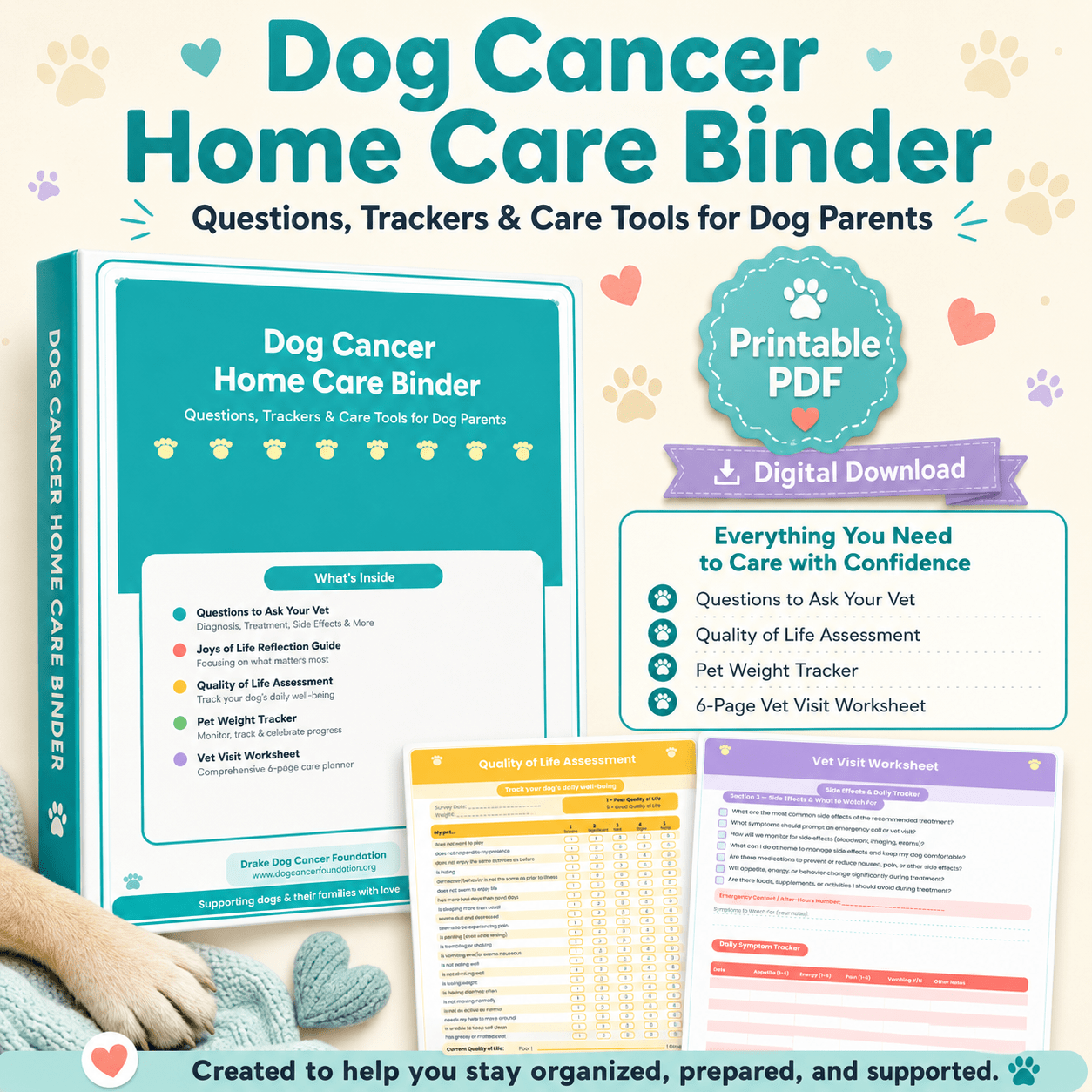 Dog Cancer Home Care Binder - Drake Dog Cancer Foundation