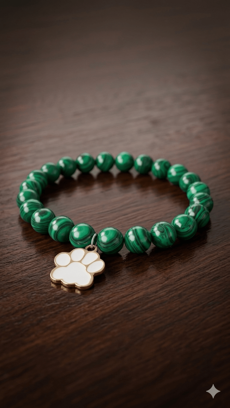 Malachite Paw Charm Bracelet: Proceeds Help Keep the Dog Cancer Foundation Thriving - Drake Dog Cancer Foundation