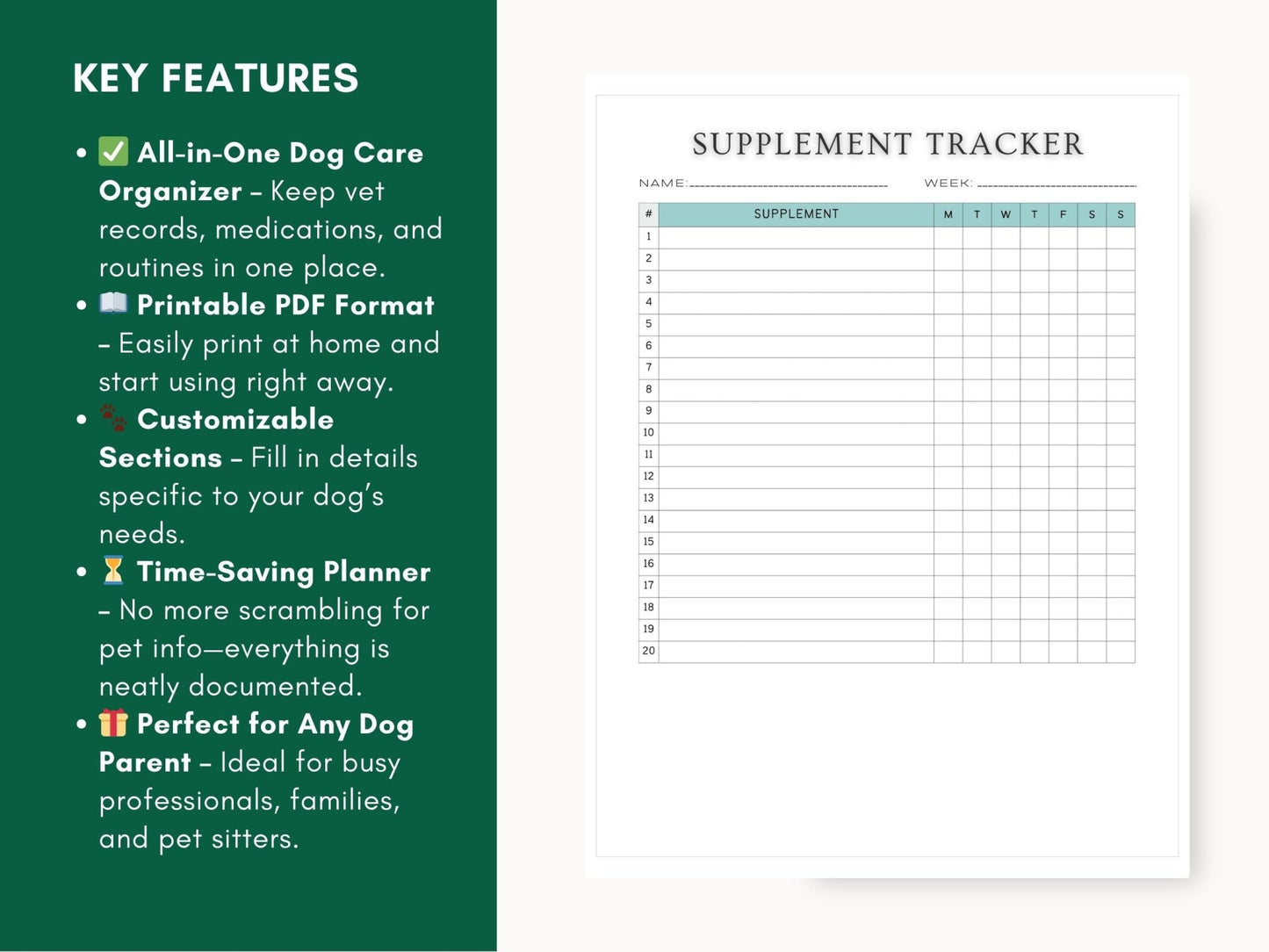 Printable Canine Wellness Planner: Digital Pet Health Journal & Organizer for Dog Care - Drake Dog Cancer Foundation