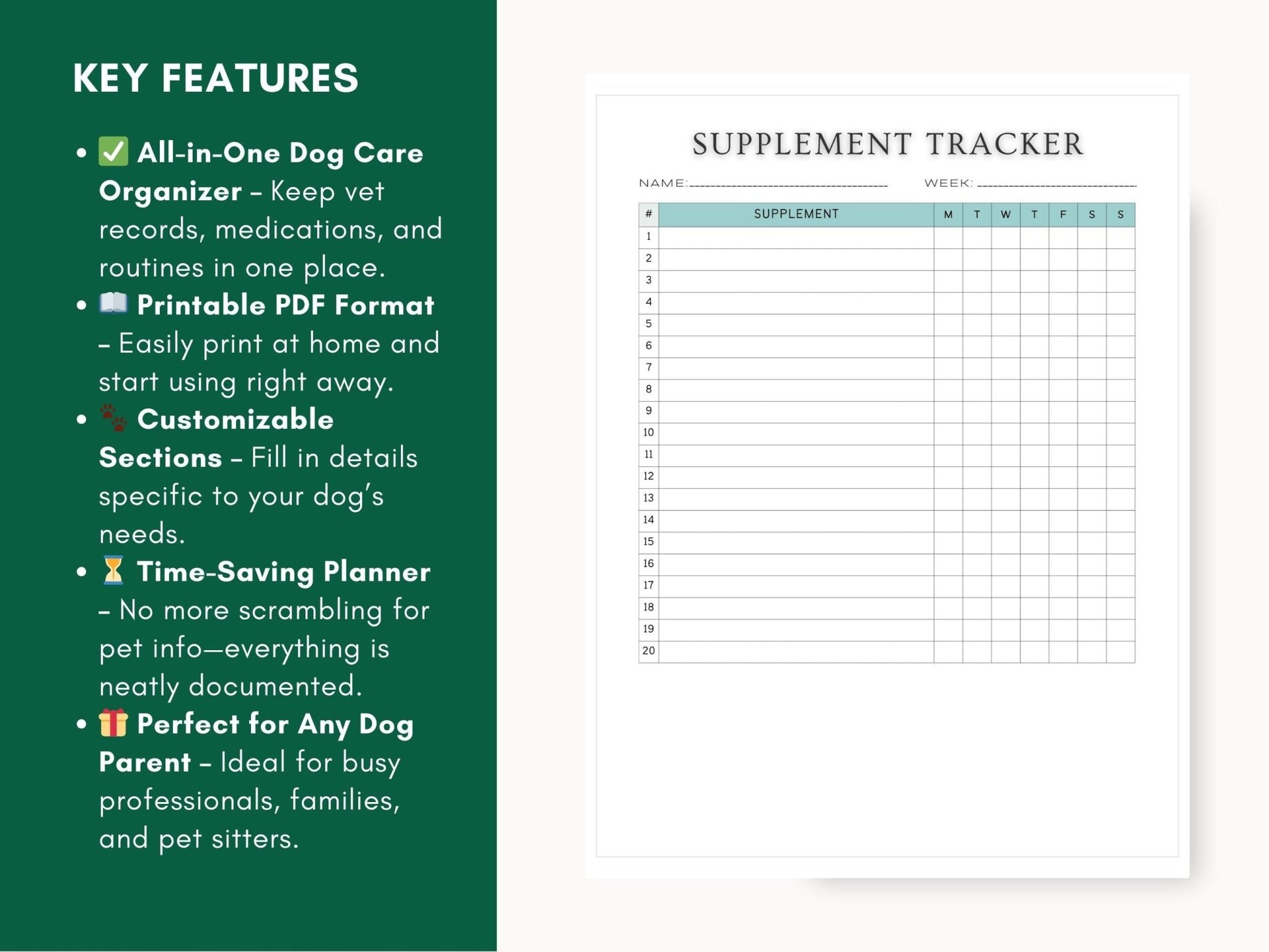 Printable Canine Wellness Planner: Digital Pet Health Journal & Organizer for Dog Care - Drake Dog Cancer Foundation