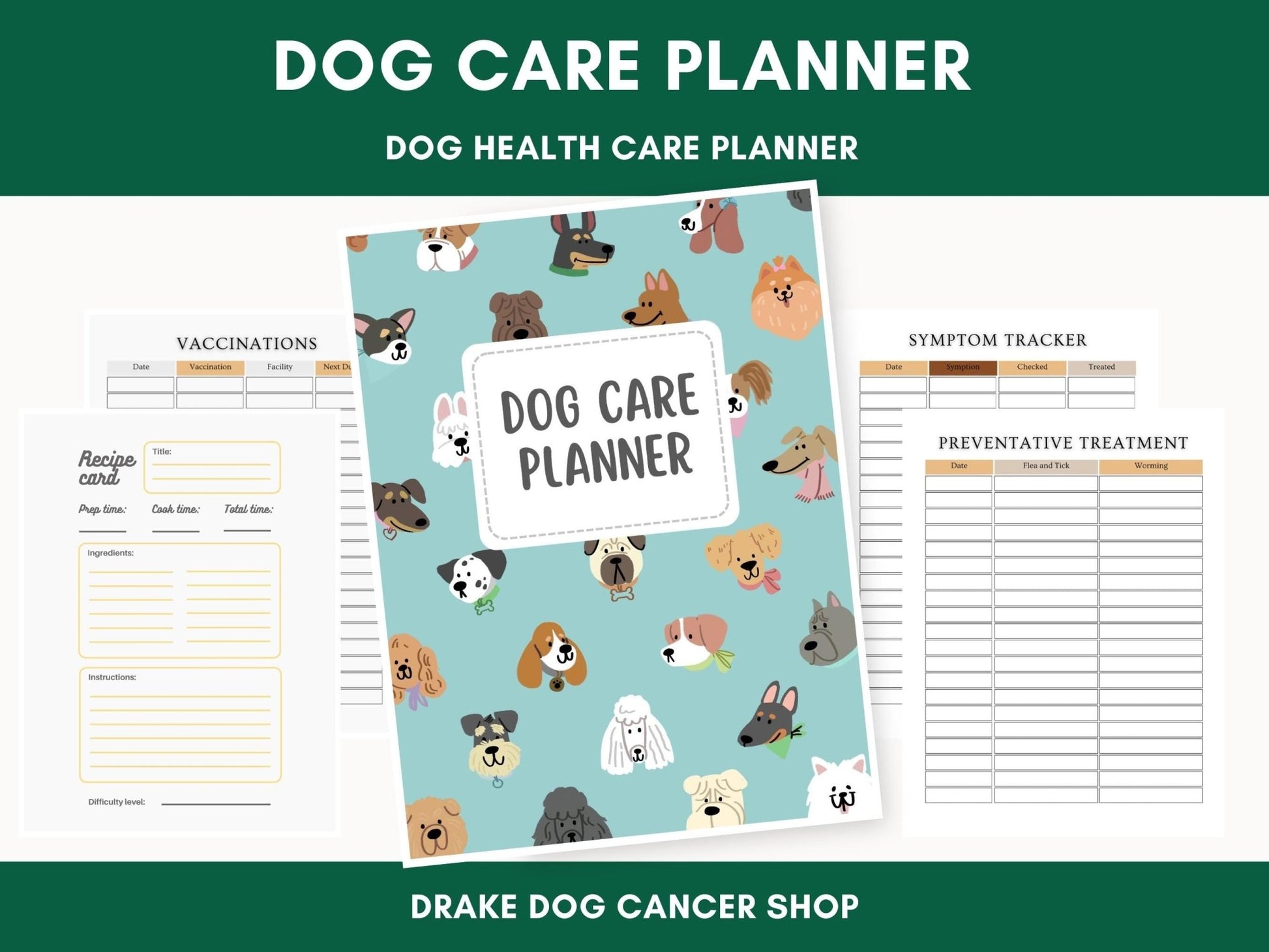 Printable Canine Wellness Planner: Digital Pet Health Journal & Organizer for Dog Care - Drake Dog Cancer Foundation