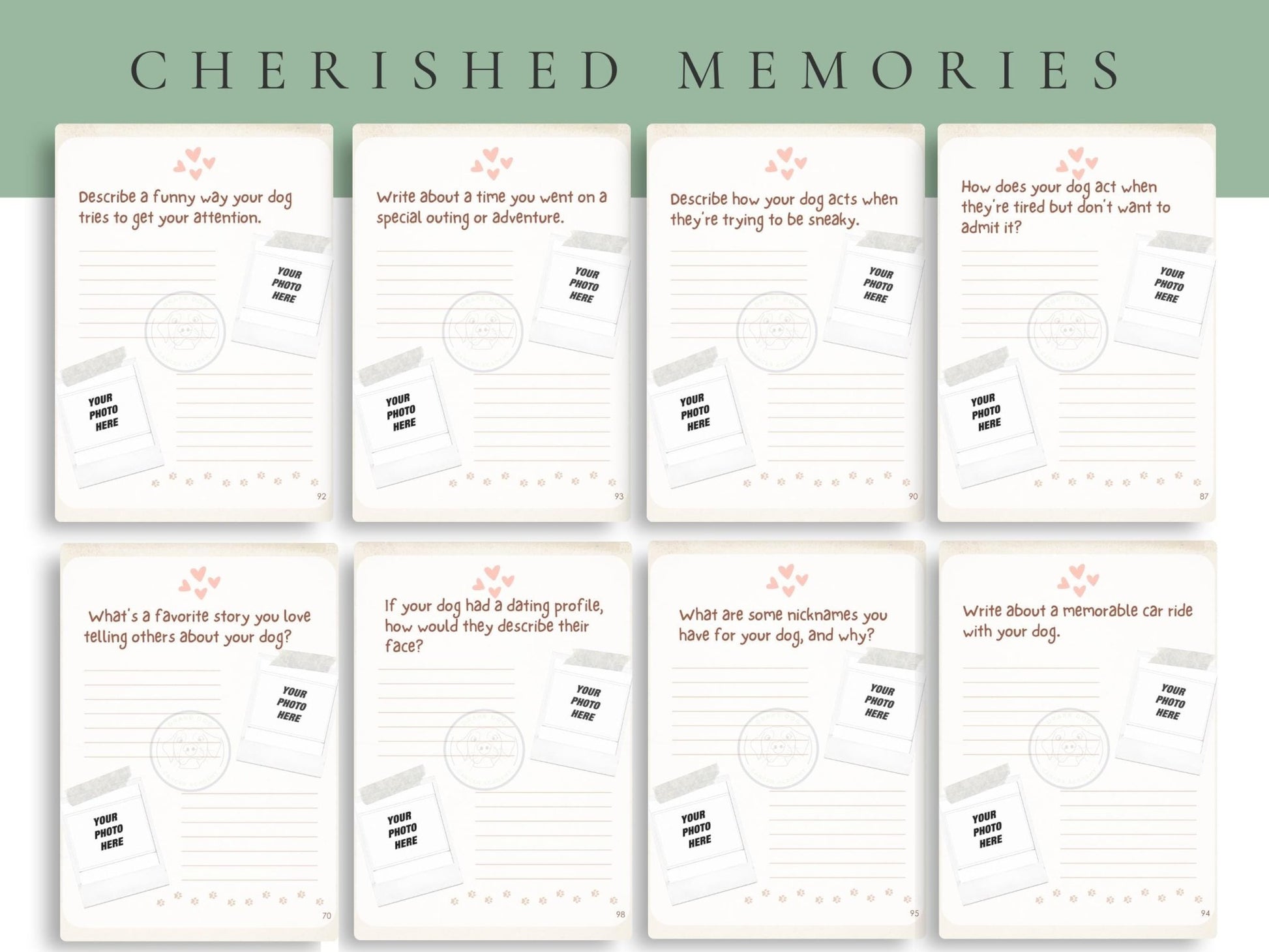 Dog Lovers Memory Journal: 100+ Prompts for Capturing Special Moments - Digital Pet Keepsake Download - Drake Dog Cancer Foundation