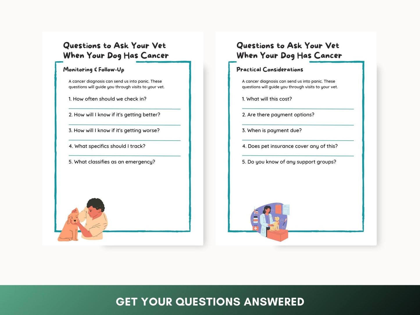 Dog Cancer Care Planner: Printable Vet Visit Worksheet with Questions for Pet Wellness Support - Drake Dog Cancer Foundation