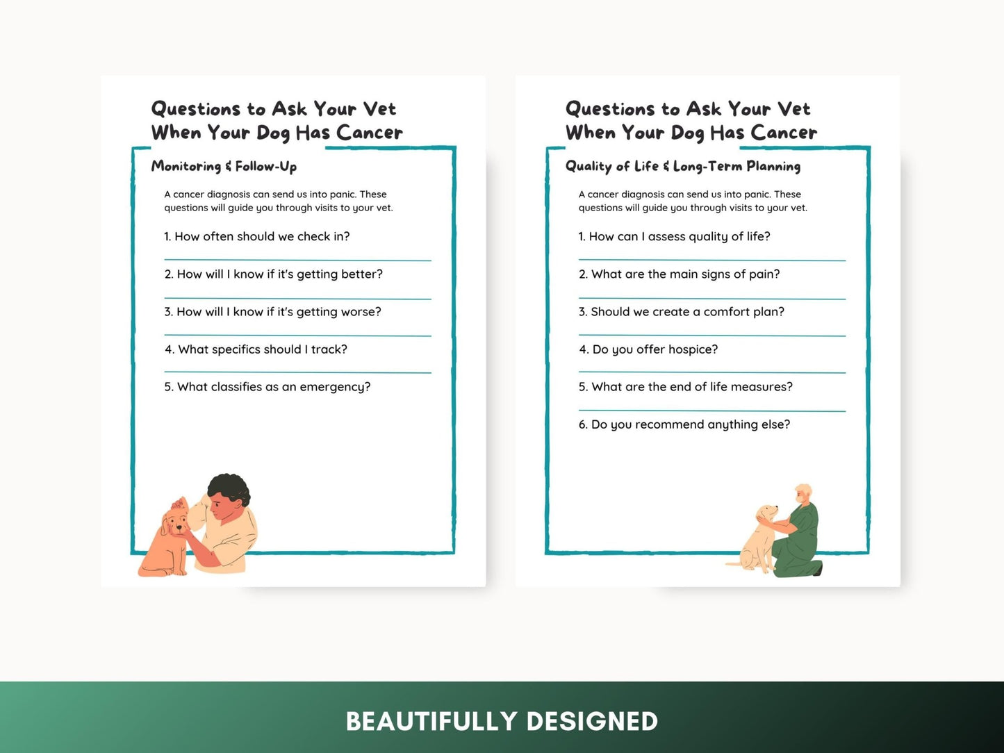 Dog Cancer Care Planner: Printable Vet Visit Worksheet with Questions for Pet Wellness Support - Drake Dog Cancer Foundation