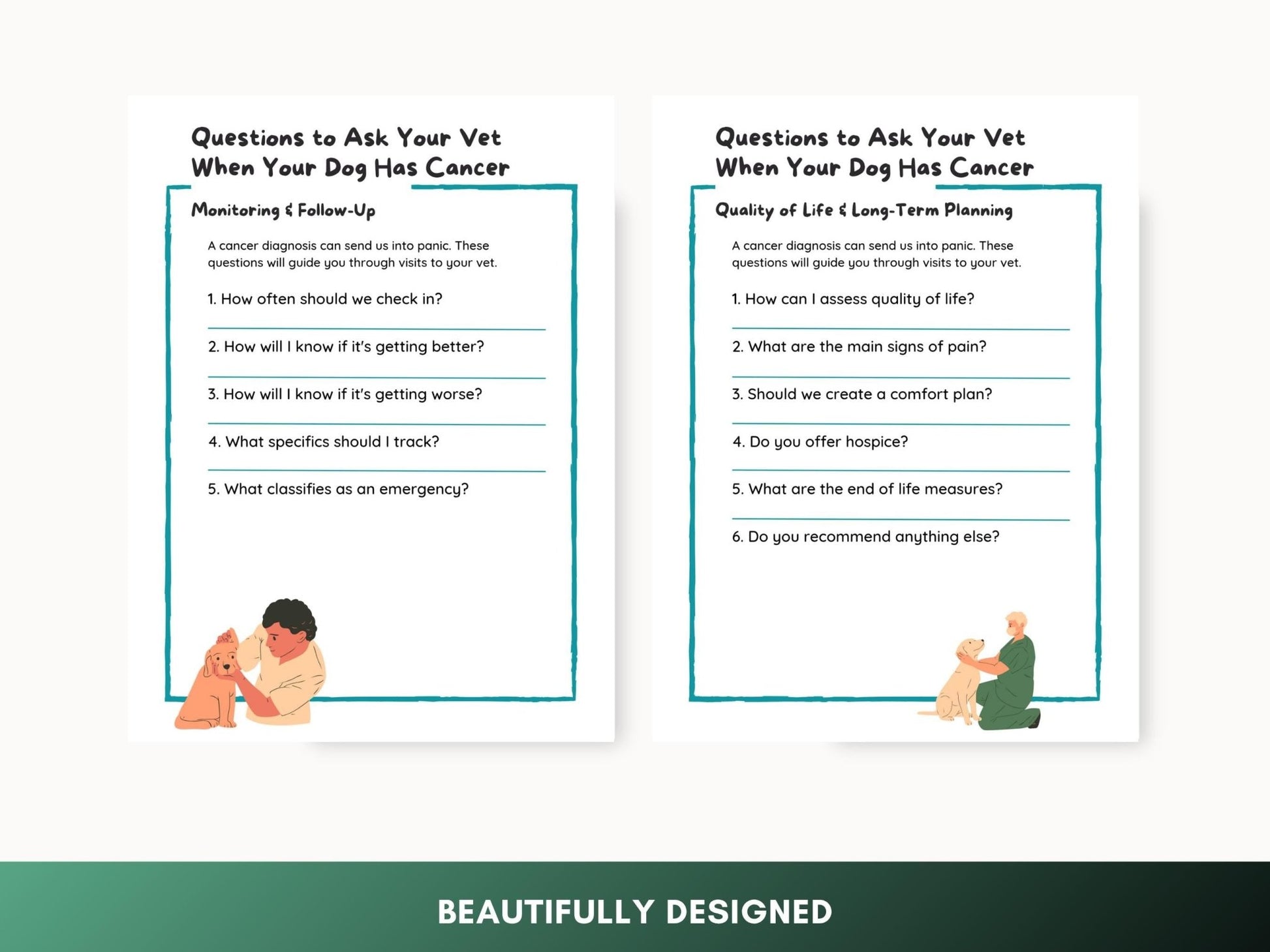 Dog Cancer Care Planner: Printable Vet Visit Worksheet with Questions for Pet Wellness Support - Drake Dog Cancer Foundation