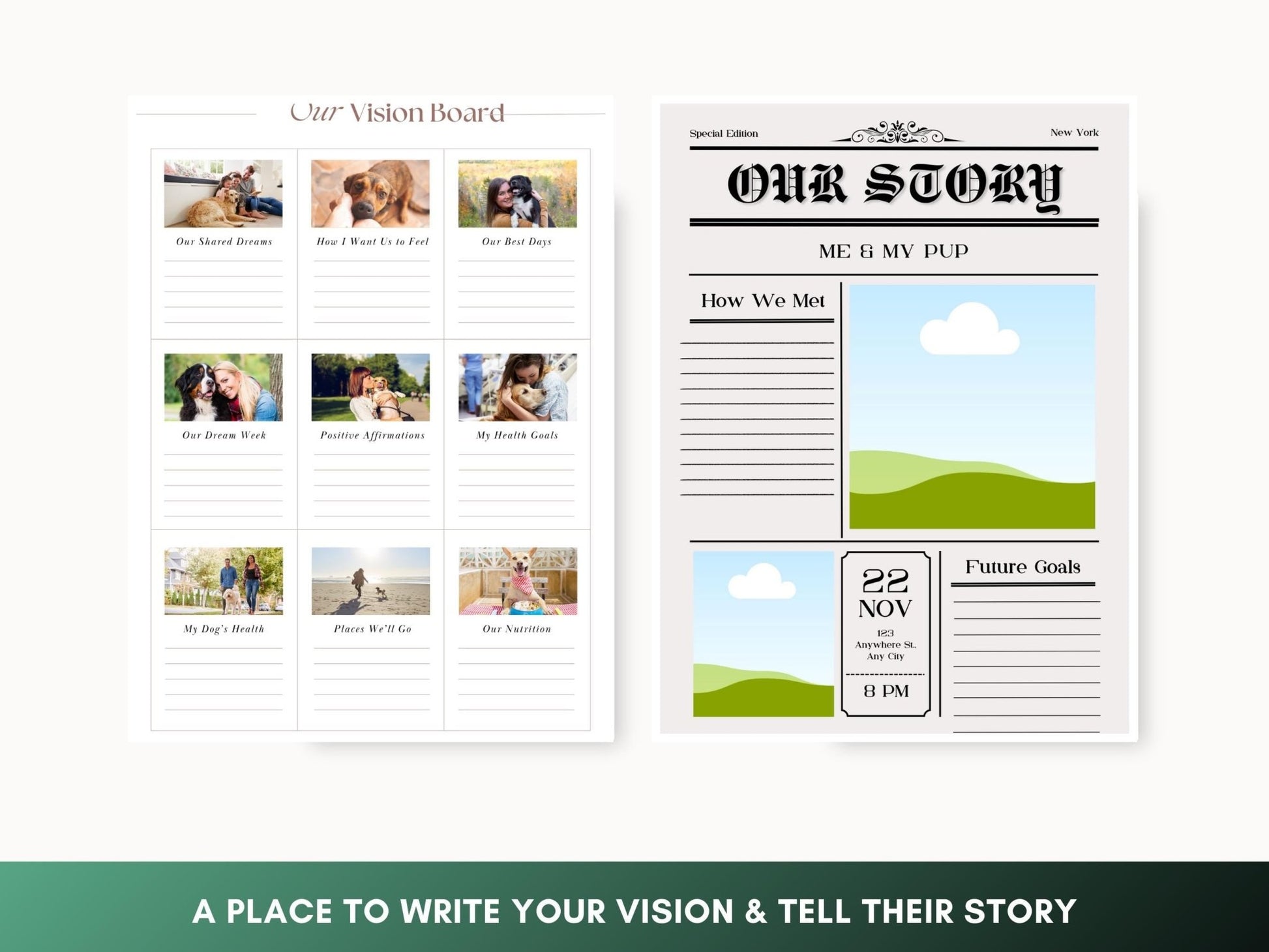 Dog Vision Board: Printable Goal Planner for Pet Parents (Digital Download) - Drake Dog Cancer Foundation