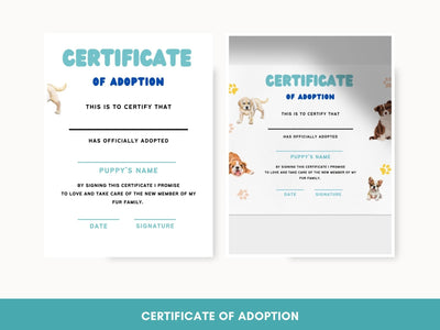 Personalized Dog Adoption Certificate: Printable PDF for New Pet Owners & Rescue Organizations - Drake Dog Cancer Foundation