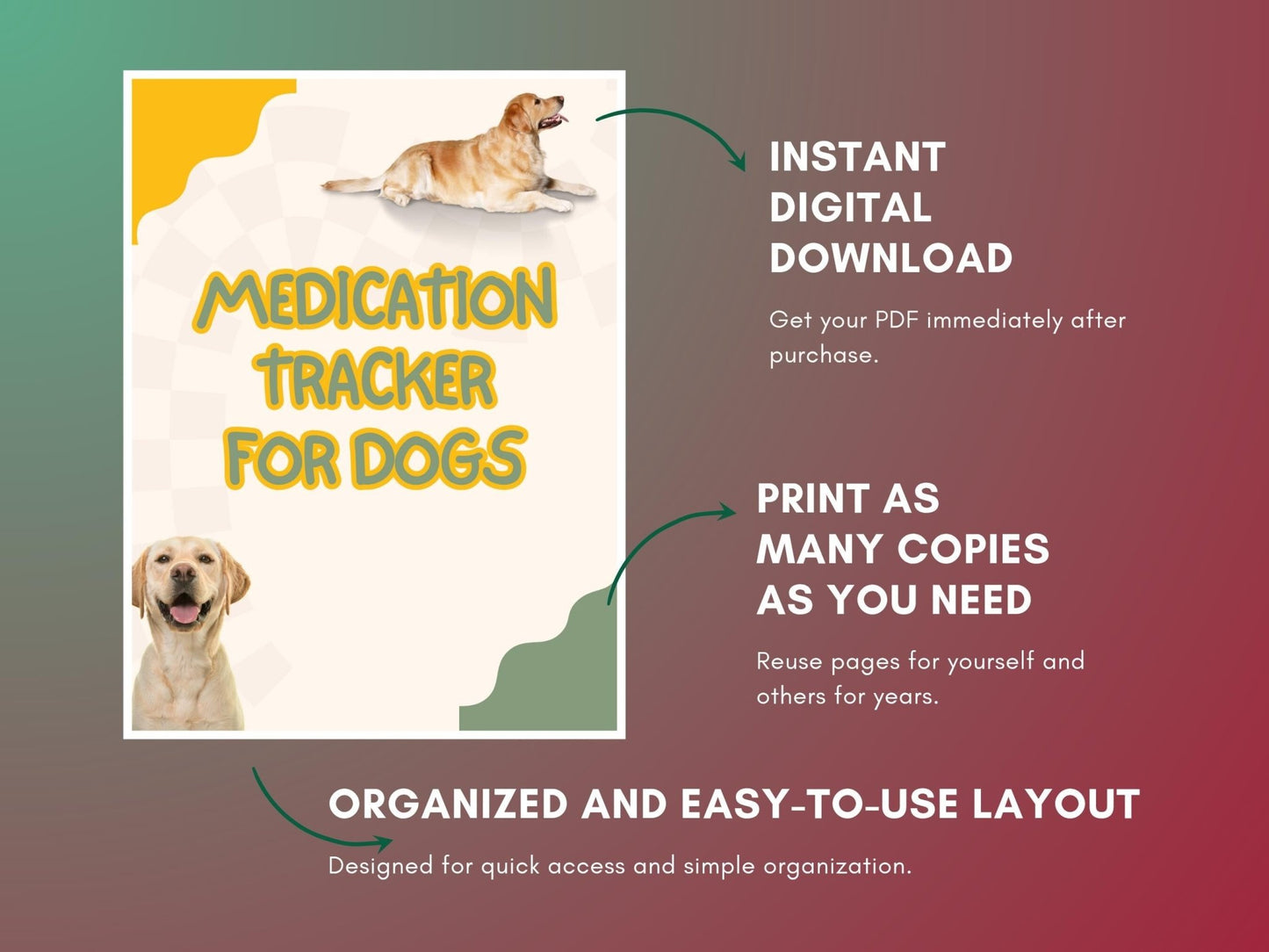 Dog Medication & Supplement Tracker Bundle: Printable Pet Health Charts for Multiple Medications - Drake Dog Cancer Foundation