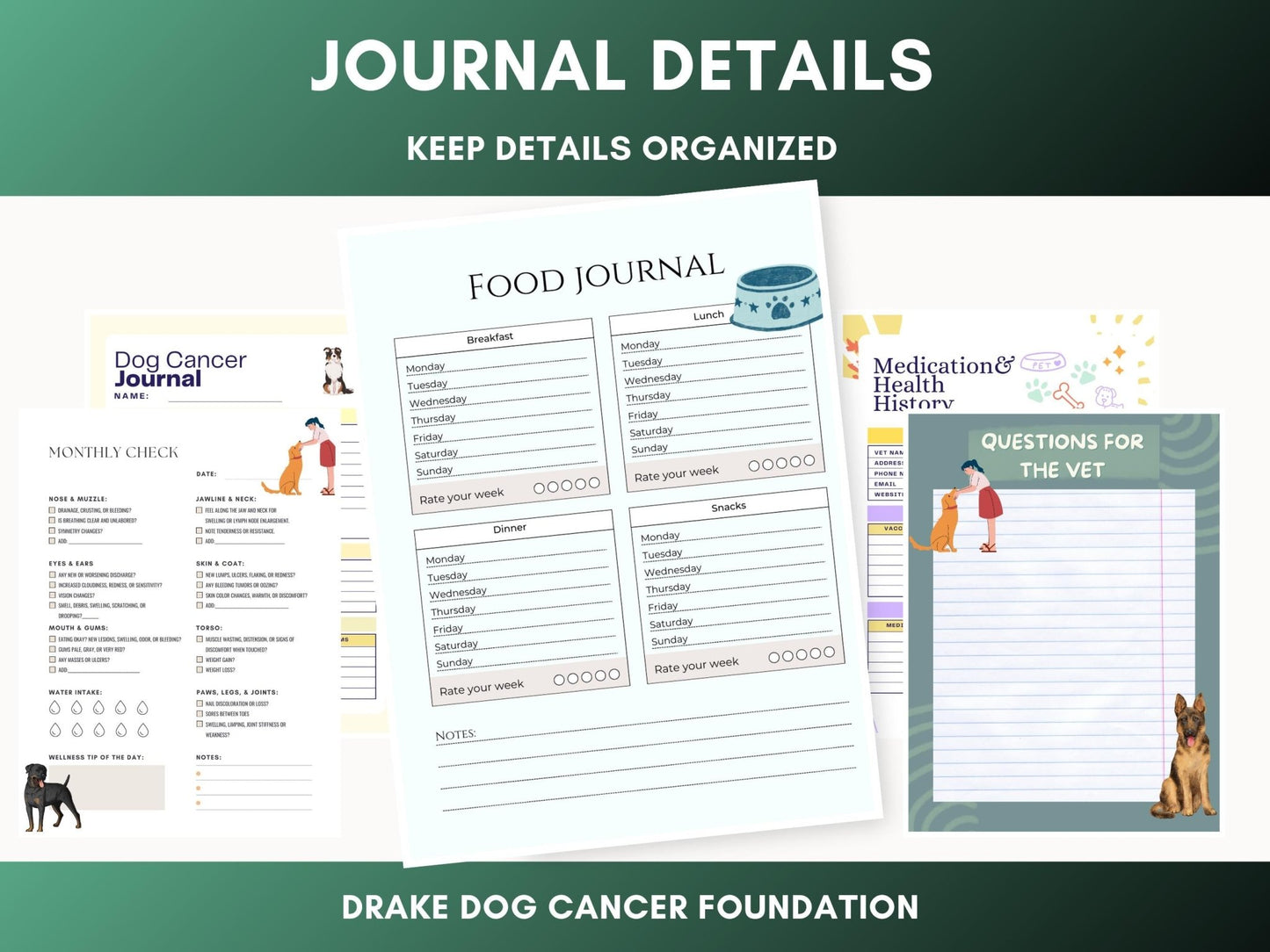 Dog Cancer Journal: Pet Wellness Tracker (Printable PDF) - Drake Dog Cancer Foundation