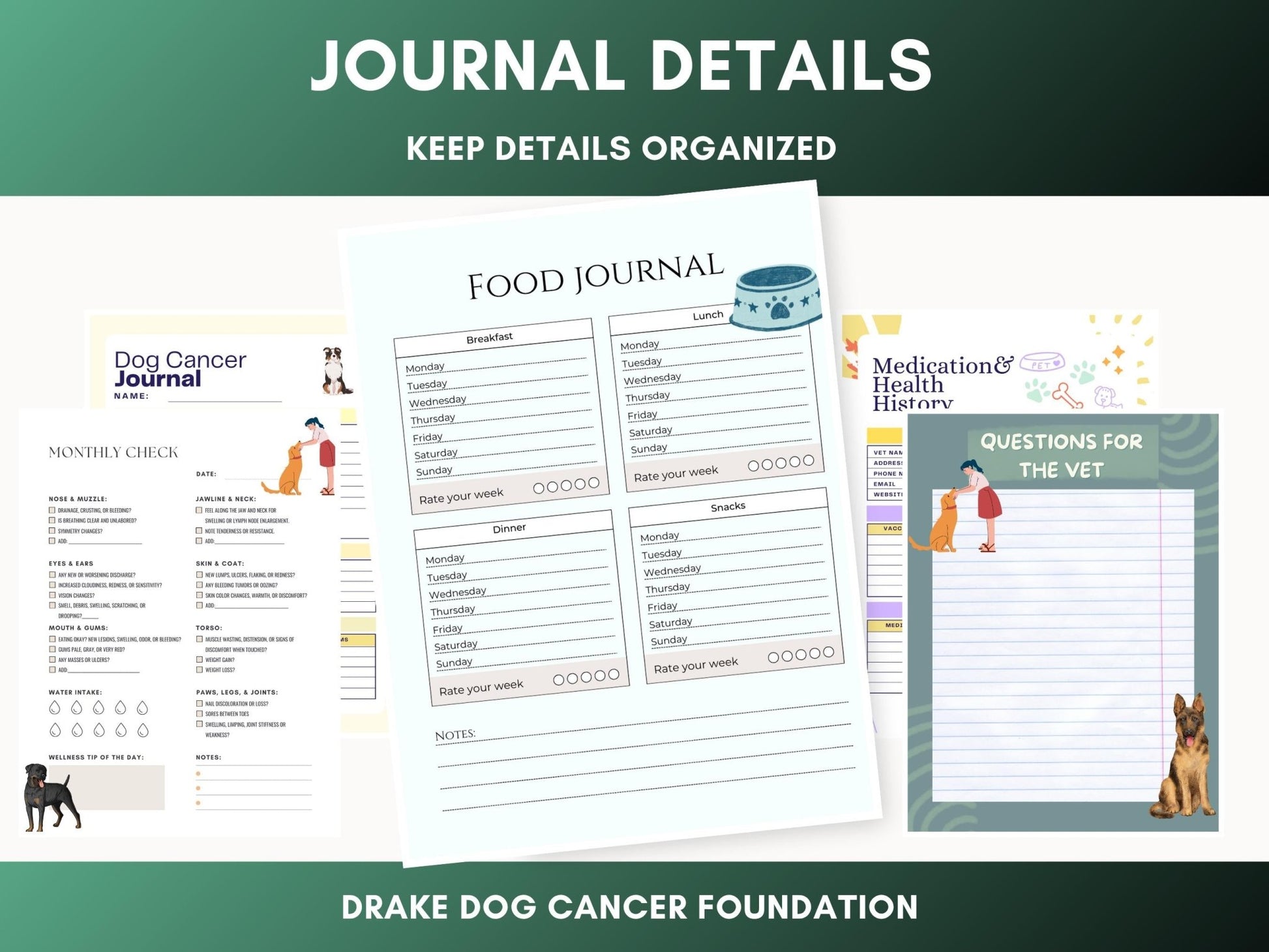 Dog Cancer Journal: Pet Wellness Tracker (Printable PDF) - Drake Dog Cancer Foundation