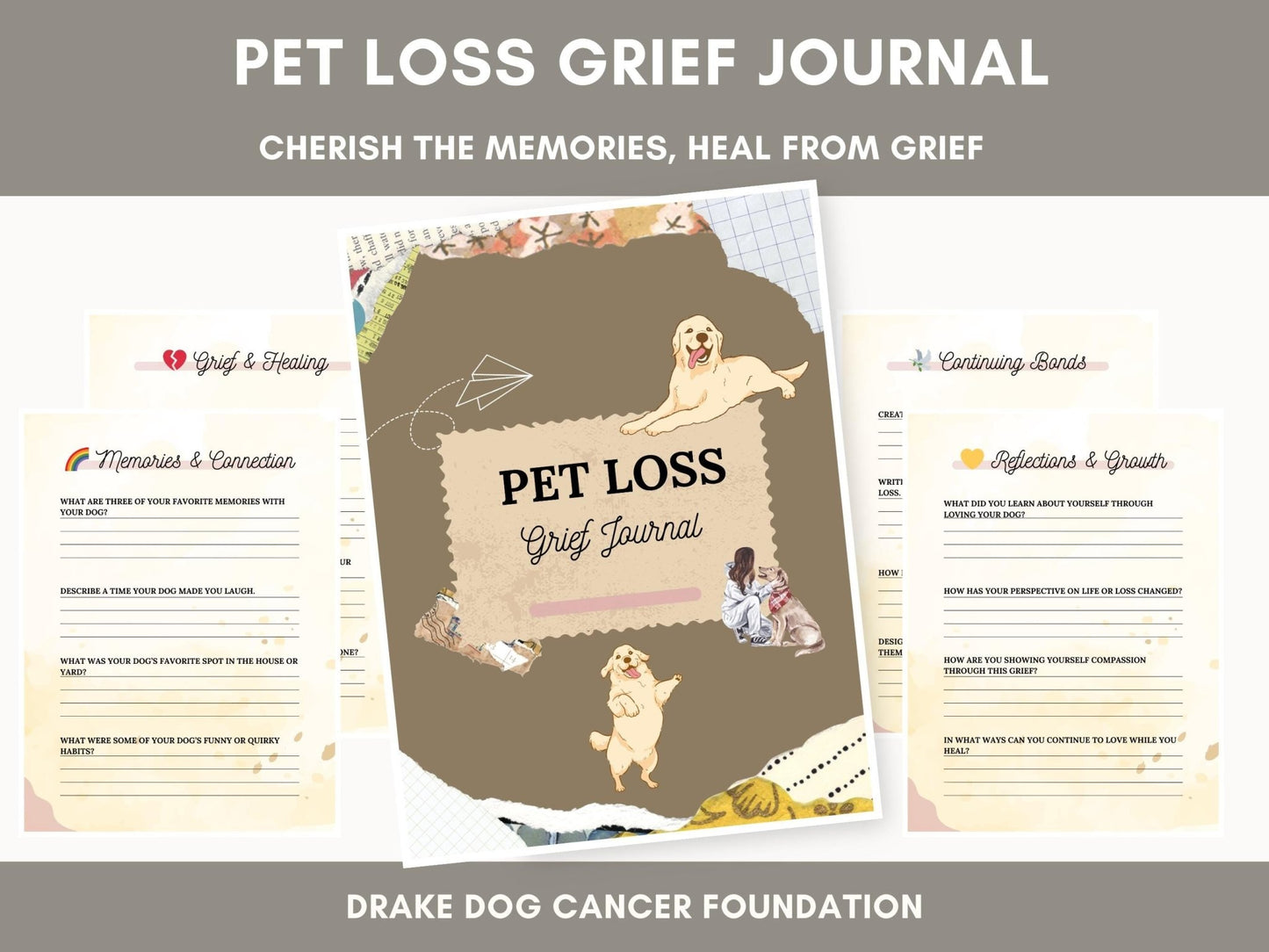 Pet Loss Grief Journal: Dog Memory & Reflection Workbook (Printable) - Drake Dog Cancer Foundation
