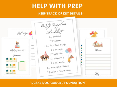 Printable Dog Birthday Party Planner: Celebration Organizer & Puppy Event Worksheet - Instant Download - Drake Dog Cancer Foundation