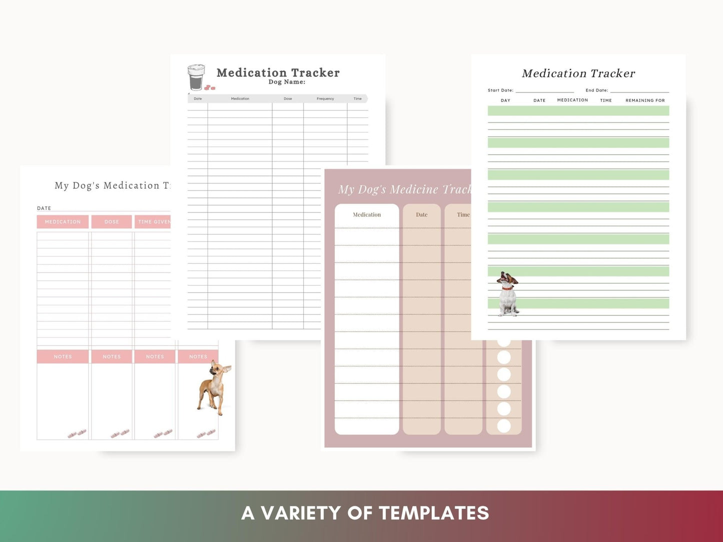 Dog Medication & Supplement Tracker Bundle: Printable Pet Health Charts for Multiple Medications - Drake Dog Cancer Foundation