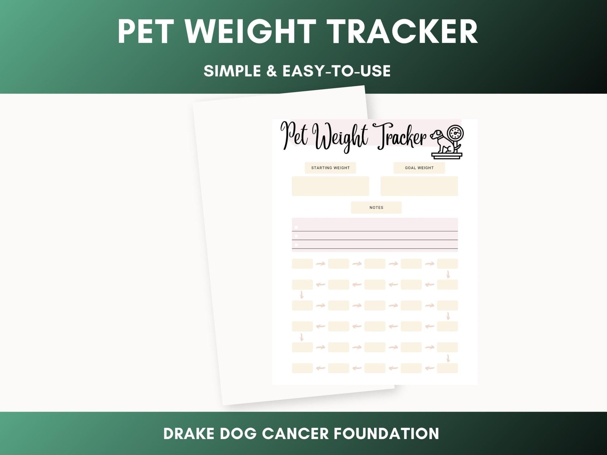 Pet Health Monitoring Sheet: Weight Tracker for Senior, Chronically Ill & Recovering Animals - Drake Dog Cancer Foundation